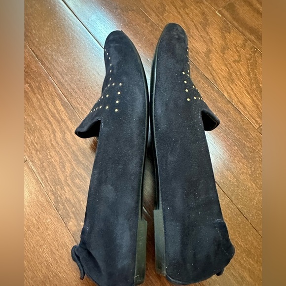 Agl Attilio Giusti Leombruni gold Studded Moc Loafers Flats Pointy Toe black 6.5 - Picture 4 of 10